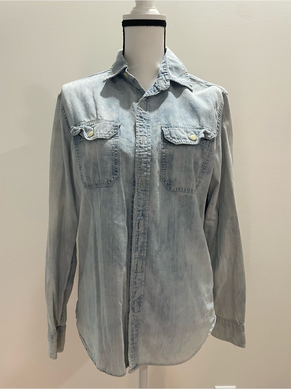 American Eagle Outfitters Light Blue Denim Button-Up Shirt